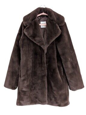 Abercrombie & Finch Mid Length Faux Fur Coat - Brown, Size XS